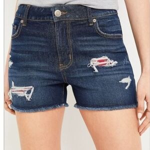 Maurices High Rise Distressed Bandana Jean Shorts 24W Stretch Like NEW W-2498